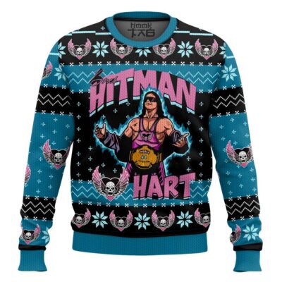 Hooktab The Hitman Bret Hart WWE Ugly Christmas Sweater