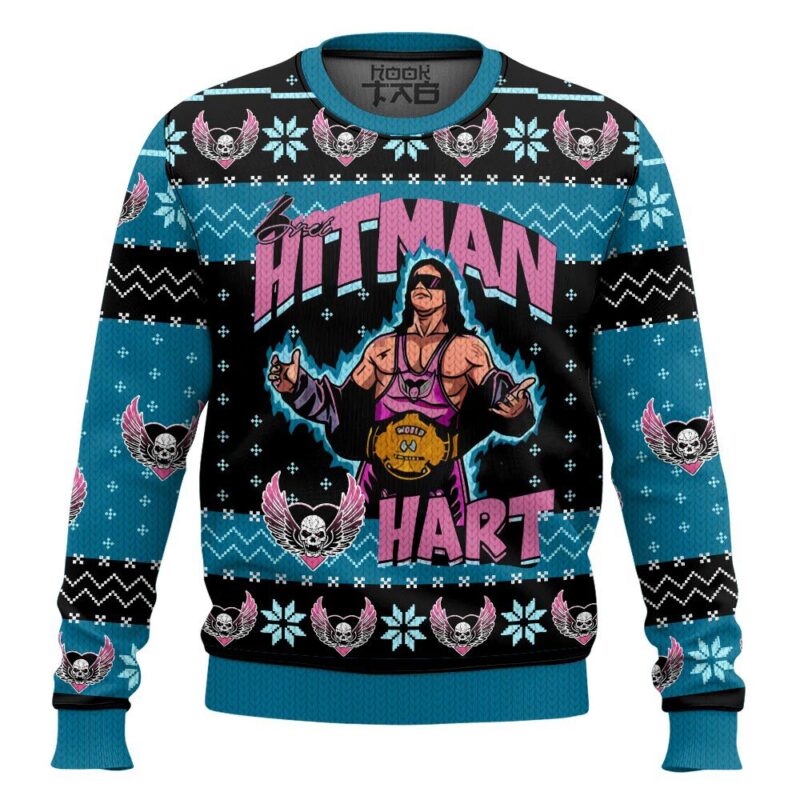 Hooktab The Hitman Bret Hart WWE Ugly Christmas Sweater