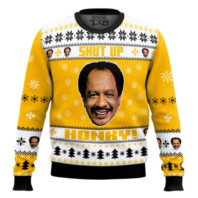 Hooktab The Jeffersons George Jefferson Shut Up Honkey Ugly Christmas Sweater