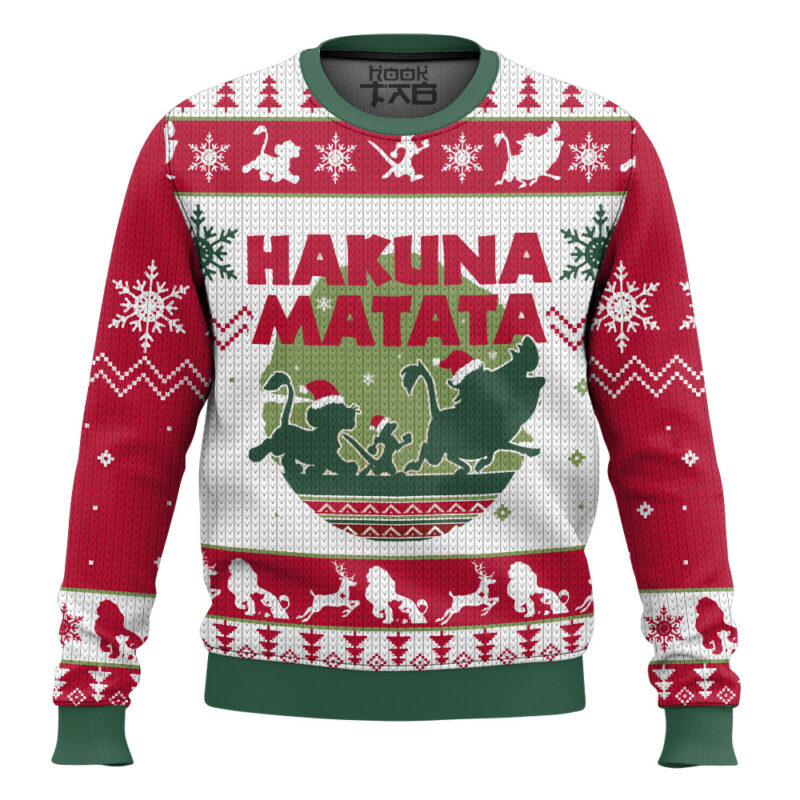 Hooktab The Lion King Christmas Hakuna Matata Ugly Christmas Sweater