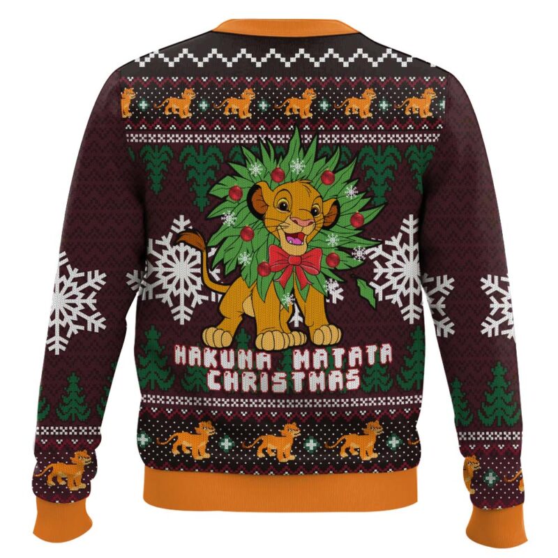 Hooktab The Lion King Hakuna Matata Christmas Ugly Christmas Sweater Hooktab The Lion King Hakuna Matata Christmas Ugly Christmas Sweater