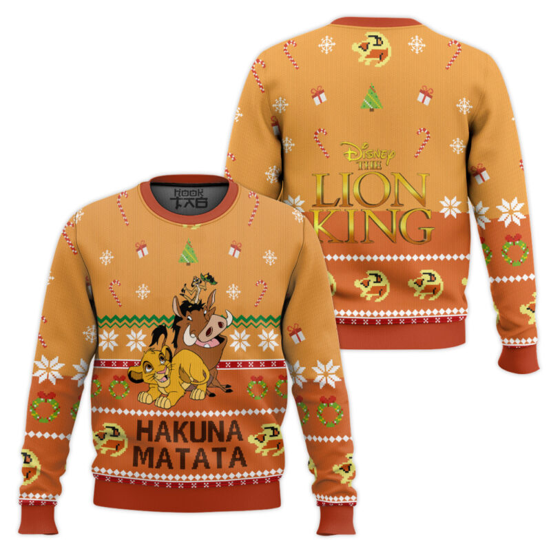 Hooktab The Lion King Hakuna Matata Friendship Ugly Christmas Sweater Hooktab The Lion King Hakuna Matata Friendship Ugly Christmas Sweater
