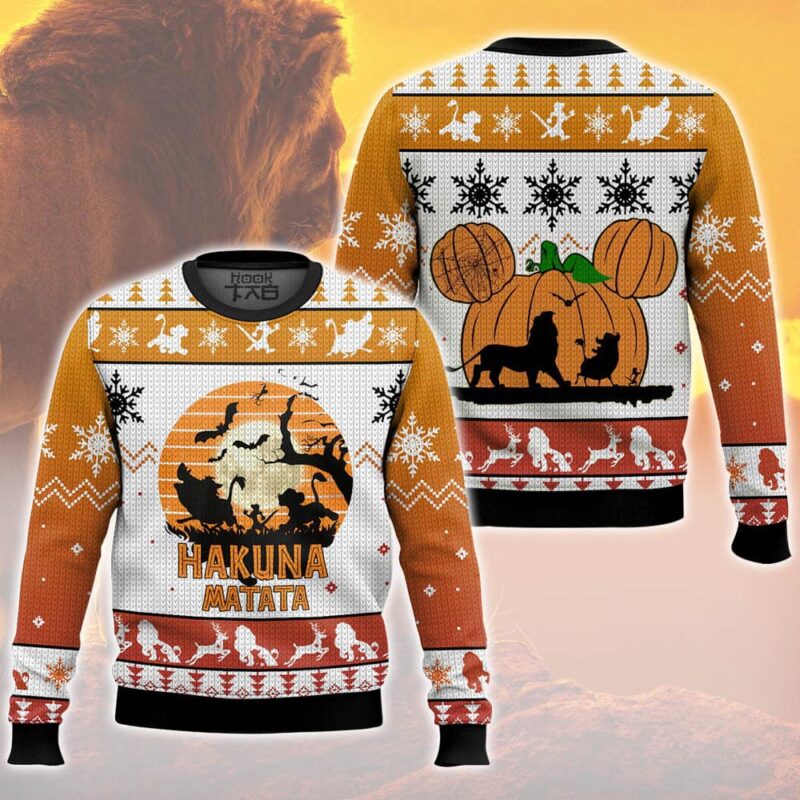 Hooktab The Lion King Hakuna Matata Silhouette Ugly Christmas Sweater Hooktab The Lion King Hakuna Matata Silhouette Ugly Christmas Sweater