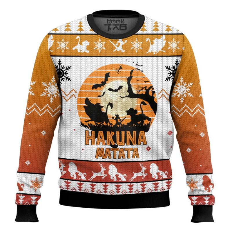 Hooktab The Lion King Hakuna Matata Silhouette Ugly Christmas Sweater