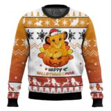 Hooktab The Lion King Happy Hallothanksmas Ugly Christmas Sweater