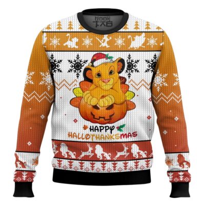 Hooktab The Lion King Happy Hallothanksmas Ugly Christmas Sweater