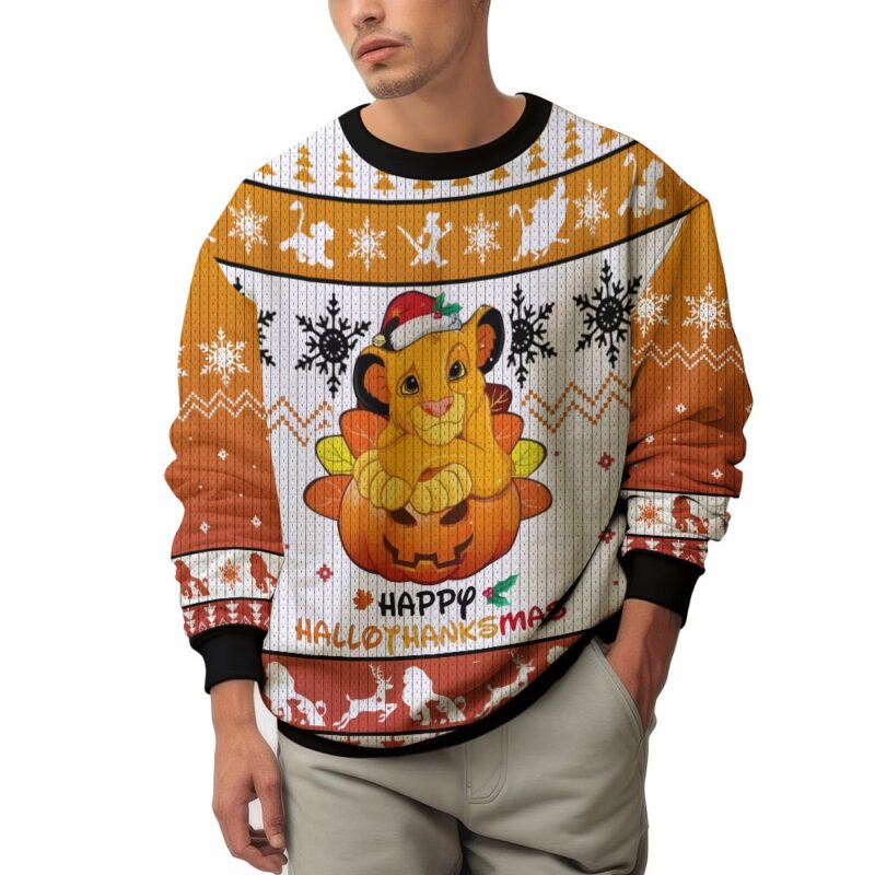 Hooktab The Lion King Happy Hallothanksmas Ugly Christmas Sweater Hooktab The Lion King Happy Hallothanksmas Ugly Christmas Sweater
