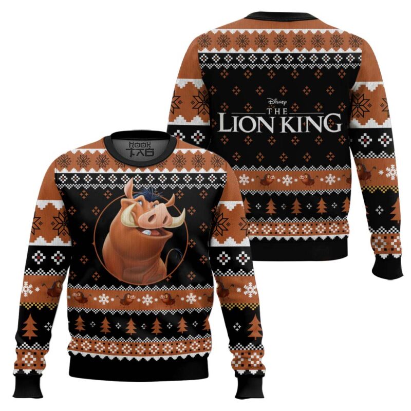 Hooktab The Lion King Pumbaa Ugly Christmas Sweater Hooktab The Lion King Pumbaa Ugly Christmas Sweater