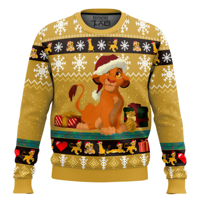 Hooktab The Lion King Santa Simba Ugly Christmas Sweater
