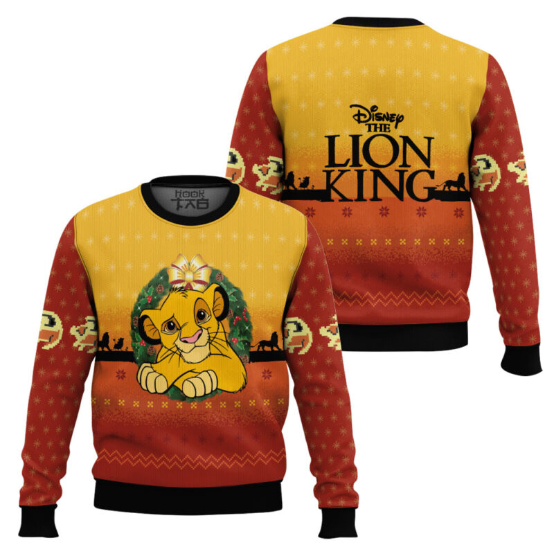 Hooktab The Lion King Xmas Simba Ugly Christmas Sweater Hooktab The Lion King Xmas Simba Ugly Christmas Sweater
