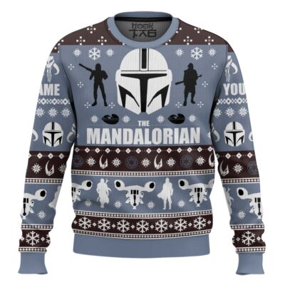 Hooktab The Mandalorian - Custom Name Ugly Christmas Sweater