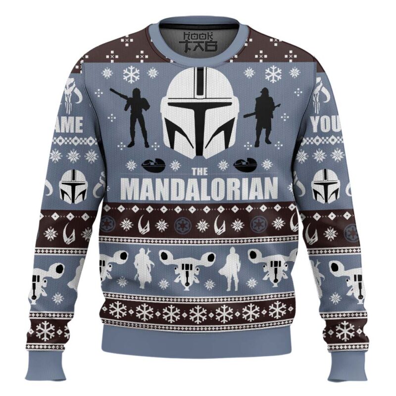 Hooktab The Mandalorian - Custom Name Ugly Christmas Sweater