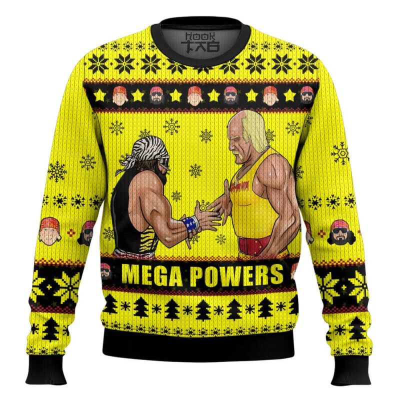 Hooktab The Mega Powers WWE Ugly Christmas Sweater