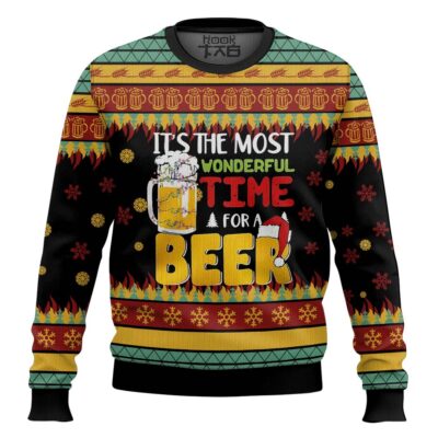 Hooktab The Most Wonderful Time For A Beer Ugly Christmas Sweater