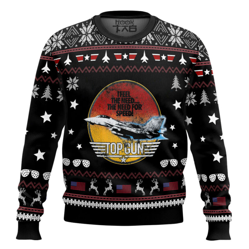 Hooktab The Need For Speed Top Gun Ugly Christmas Sweater