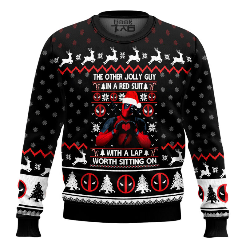 Hooktab The Other Jolly Guy In A Red Suit Deadpool Ugly Christmas Sweater