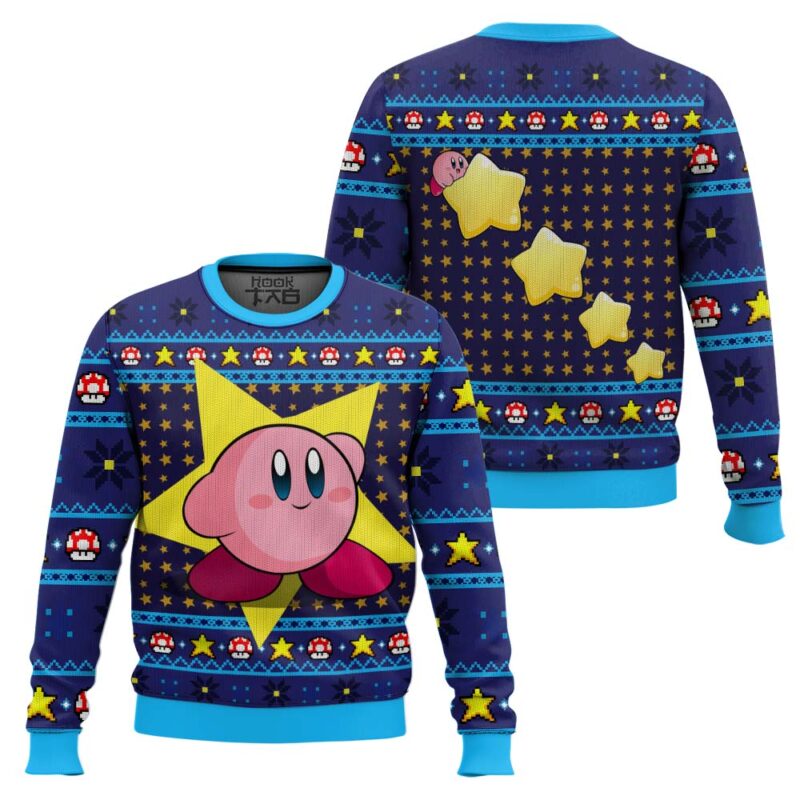 Hooktab The Pink Hero Kirby's Dream Land Ugly Christmas Sweater Hooktab The Pink Hero Kirby's Dream Land Ugly Christmas Sweater