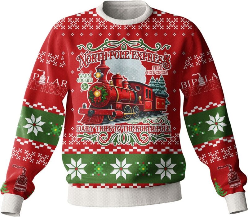 Hooktab The Polar Express Ugly Christmas Sweater Hooktab The Polar Express Ugly Christmas Sweater
