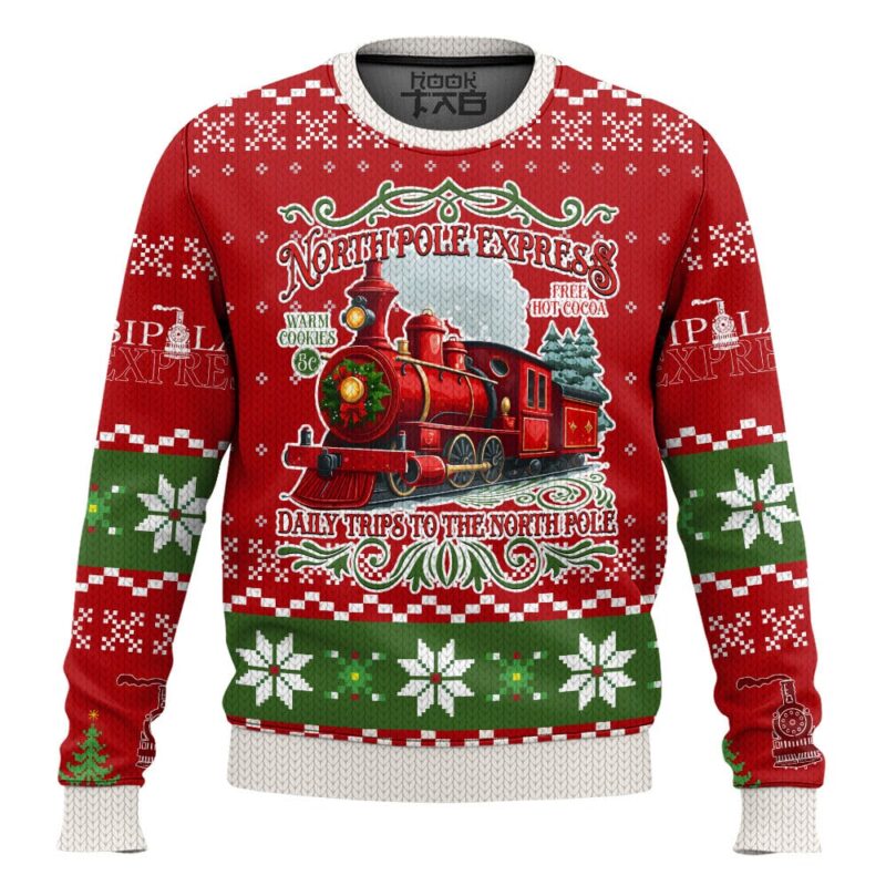 Hooktab The Polar Express Ugly Christmas Sweater