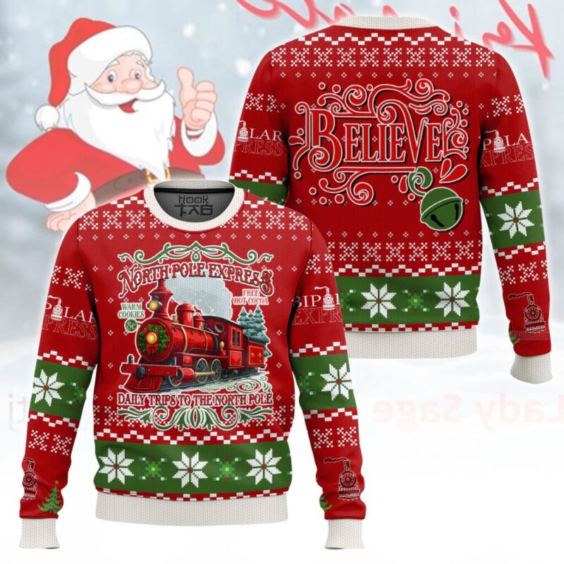 Hooktab The Polar Express Ugly Christmas Sweater Hooktab The Polar Express Ugly Christmas Sweater