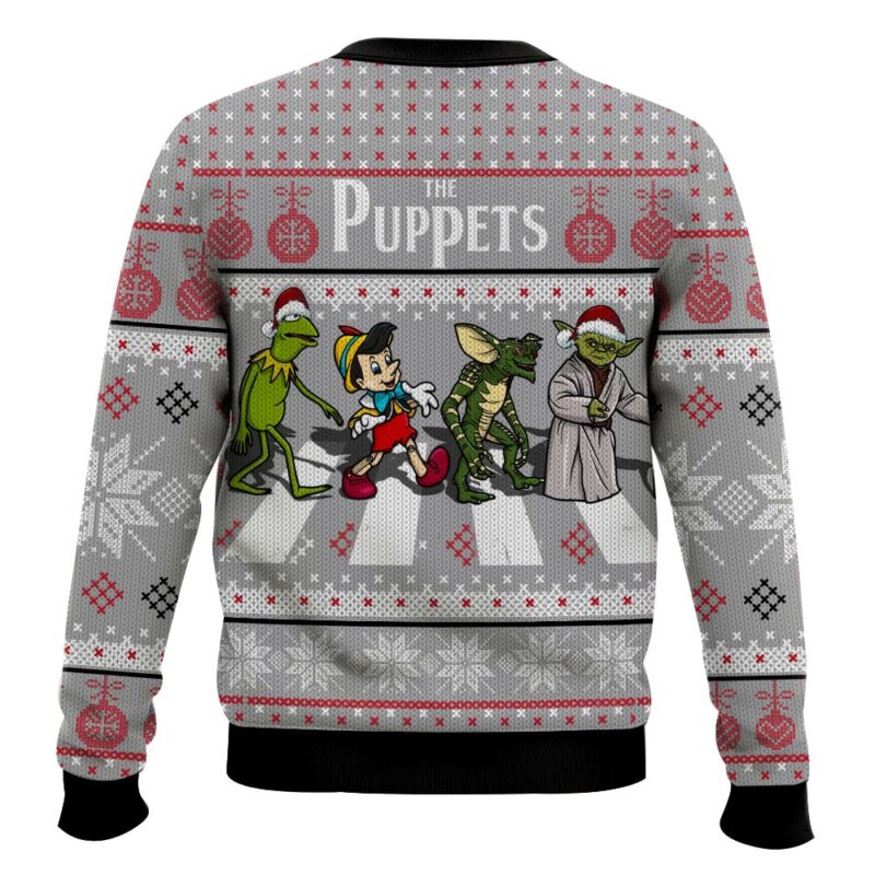 Hooktab The Puppets, Kermit, Yoda, Pinocchio, And Gremlins Ugly Christmas Sweater Hooktab The Puppets, Kermit, Yoda, Pinocchio, And Gremlins Ugly Christmas Sweater