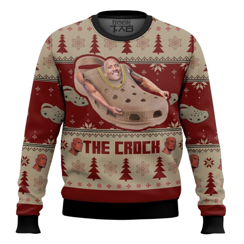 Hooktab The Rock Crock Meme WWE Ugly Christmas Sweater