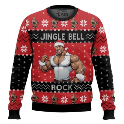 Hooktab The Rock Jingle Bell Rock WWE Ugly Christmas Sweater