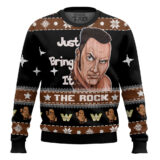 Hooktab The Rock Just Bring It WWE Ugly Christmas Sweater