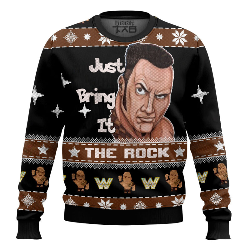Hooktab The Rock Just Bring It WWE Ugly Christmas Sweater