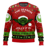 Hooktab The Season To Be Jolly It Is Santa Yoda Star Wars Ugly Christmas Sweater