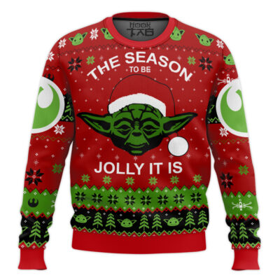 Hooktab The Season To Be Jolly It Is Santa Yoda Star Wars Ugly Christmas Sweater