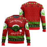 Hooktab The Season To Be Jolly It Is Santa Yoda Star Wars Ugly Christmas Sweater