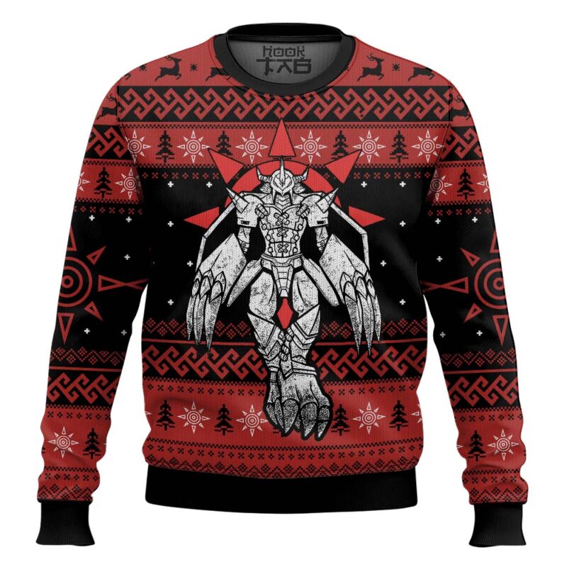 Hooktab The Strongest Dragon WarGreymon Digimon Ugly Christmas Sweater