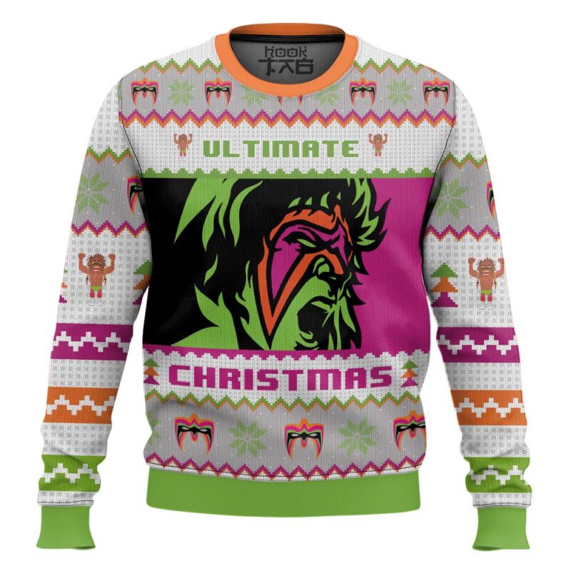 Hooktab The Ultimate Warrior WWE Ugly Christmas Sweater