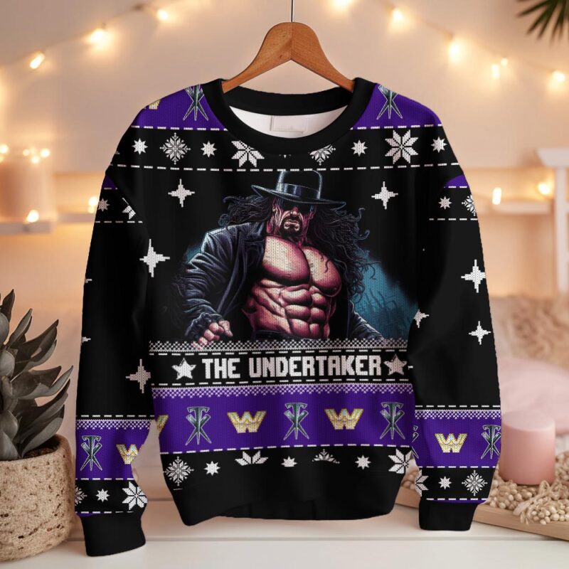 Hooktab The Undertaker WWE Ugly Christmas Sweater Hooktab The Undertaker WWE Ugly Christmas Sweater
