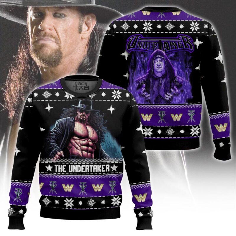 Hooktab The Undertaker WWE Ugly Christmas Sweater Hooktab The Undertaker WWE Ugly Christmas Sweater