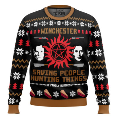 Hooktab The Winchesters Saving People, Hunting Things Supernatural Ugly Christmas Sweater