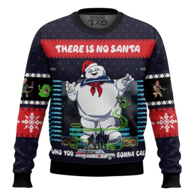 Hooktab There Is No Santa Marshmallow Man Ghostbusters Ugly Christmas Sweater