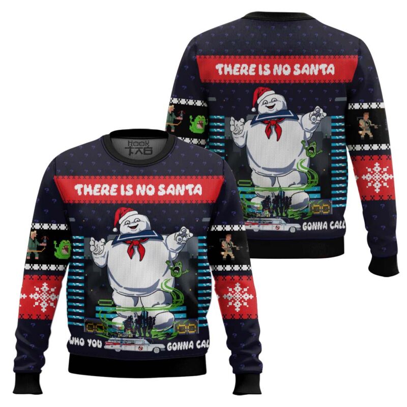 Hooktab There Is No Santa Marshmallow Man Ghostbusters Ugly Christmas Sweater Hooktab There Is No Santa Marshmallow Man Ghostbusters Ugly Christmas Sweater