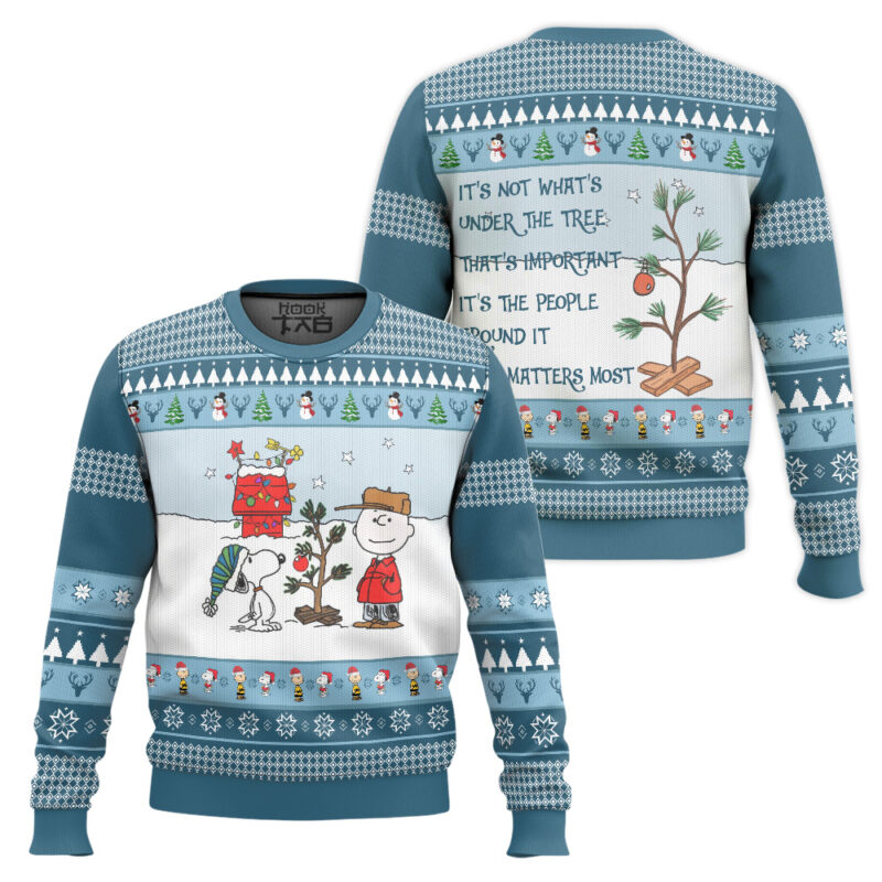 Hooktab Thing That Matters Most The Charlie Brown and Snoopy Show Ugly Christmas Sweater Hooktab Thing That Matters Most The Charlie Brown and Snoopy Show Ugly Christmas Sweater