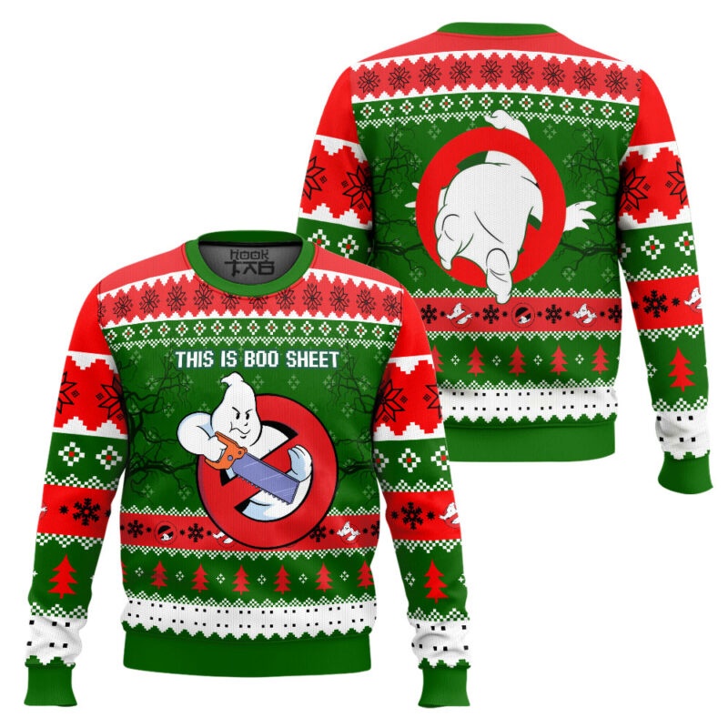 Hooktab This Is Boo Sheet Ghostbusters Ugly Christmas Sweater Hooktab This Is Boo Sheet Ghostbusters Ugly Christmas Sweater