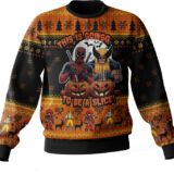 Hooktab This Is Going To Be A Slice Deadpool & Wolverine Ugly Christmas Sweater