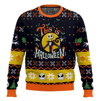 Hooktab This Is Halloween Jack Skellington Ugly Christmas Sweater
