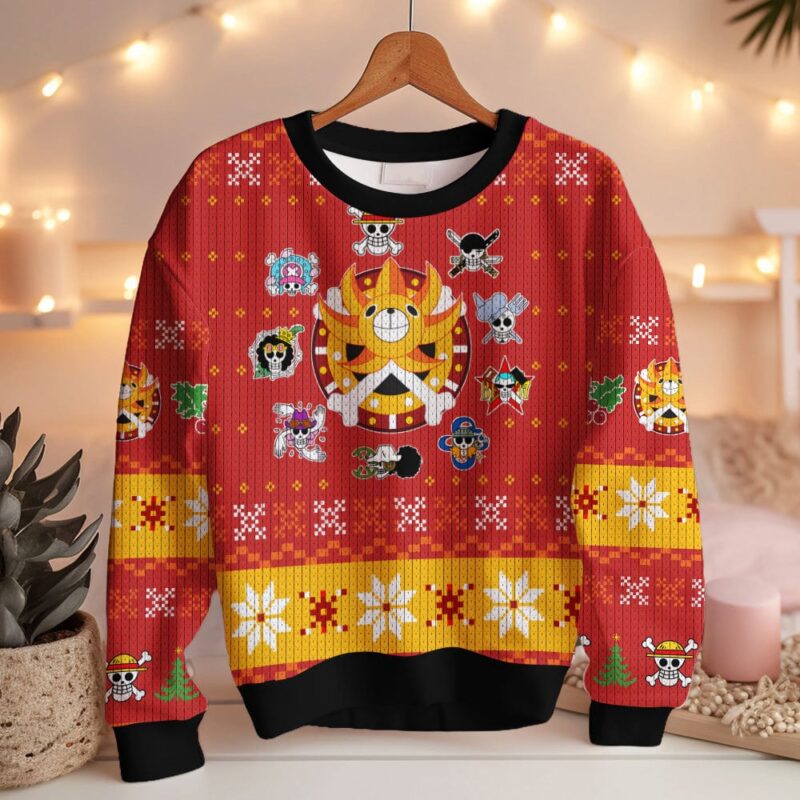 Hooktab Thousand Sunny One Piece Ugly Christmas Sweater Hooktab Thousand Sunny One Piece Ugly Christmas Sweater
