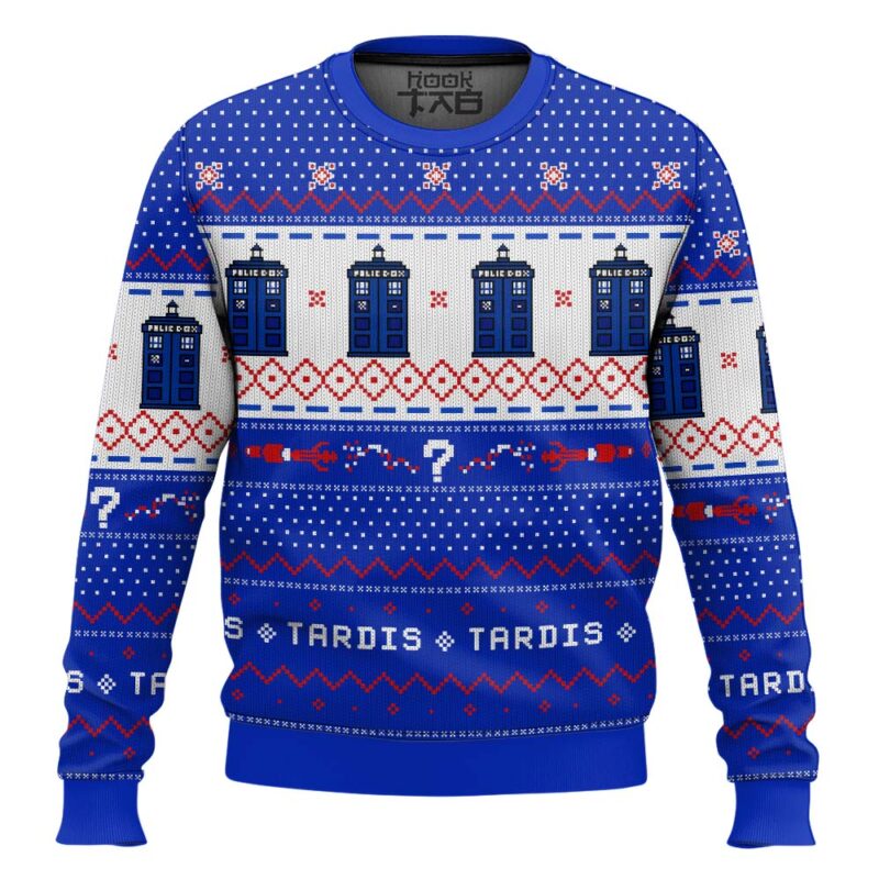 Hooktab Time And Relative Dimension In Space Doctor Who Ugly Christmas Sweater