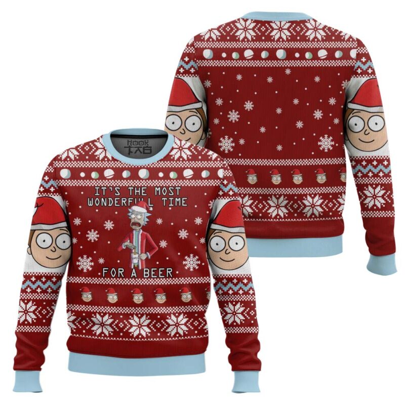 Hooktab Time For A Beer Rick And Morty Ugly Christmas Sweater Hooktab Time For A Beer Rick And Morty Ugly Christmas Sweater