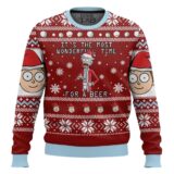 Hooktab Time For A Beer Rick And Morty Ugly Christmas Sweater