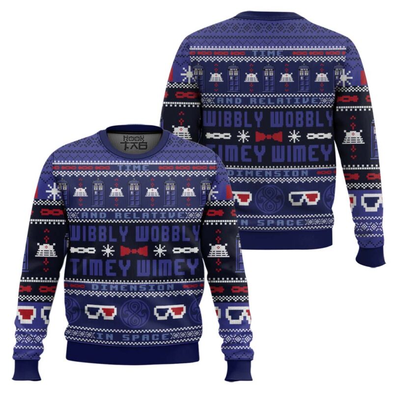 Hooktab Timey Wimey Doctor Who Ugly Christmas Sweater Hooktab Timey Wimey Doctor Who Ugly Christmas Sweater
