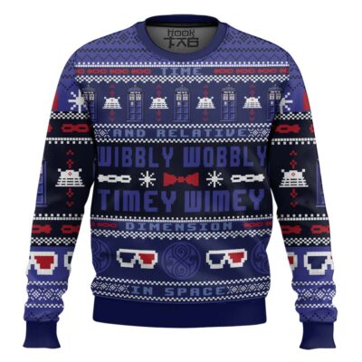 Hooktab Timey Wimey Doctor Who Ugly Christmas Sweater