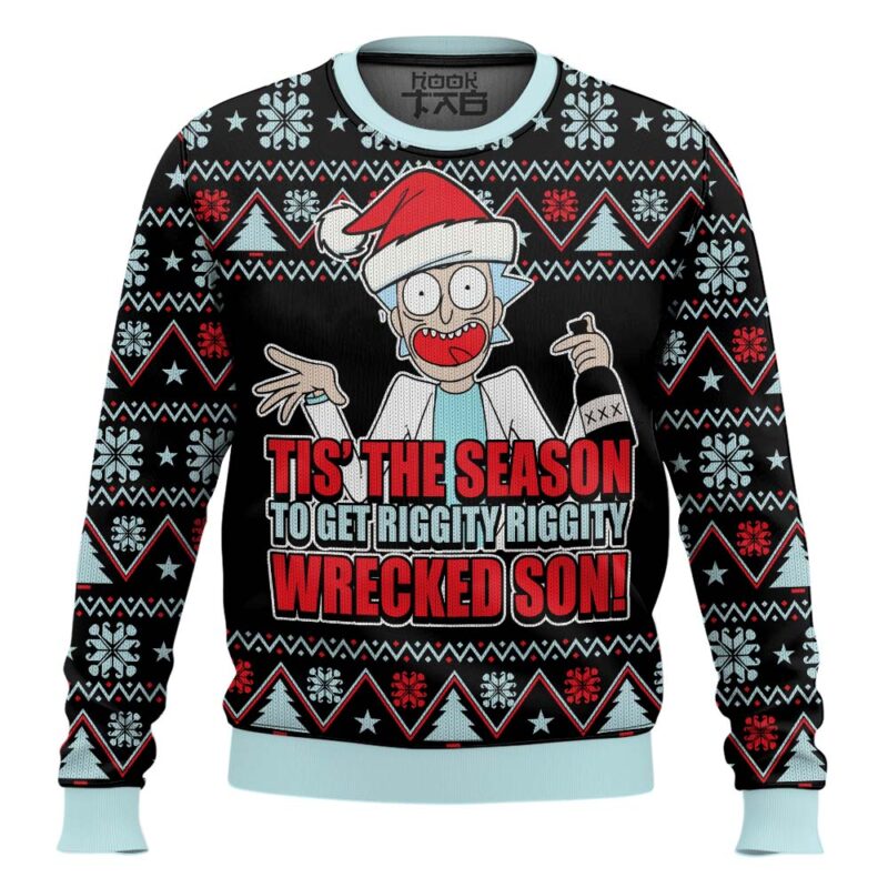 Hooktab Tis The Season Rick And Morty Ugly Christmas Sweater Hooktab Tis The Season Rick And Morty Ugly Christmas Sweater